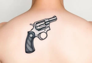 A revolver with a flat bottom but an inverted section after the trigger tattoo idea