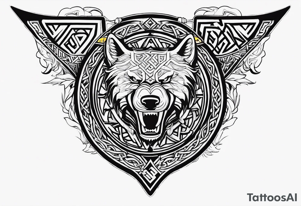 Sword shield dragon Valhalla valknut bear wolf tattoo idea