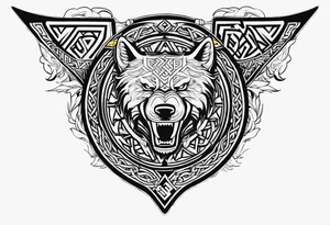 Sword shield dragon Valhalla valknut bear wolf tattoo idea