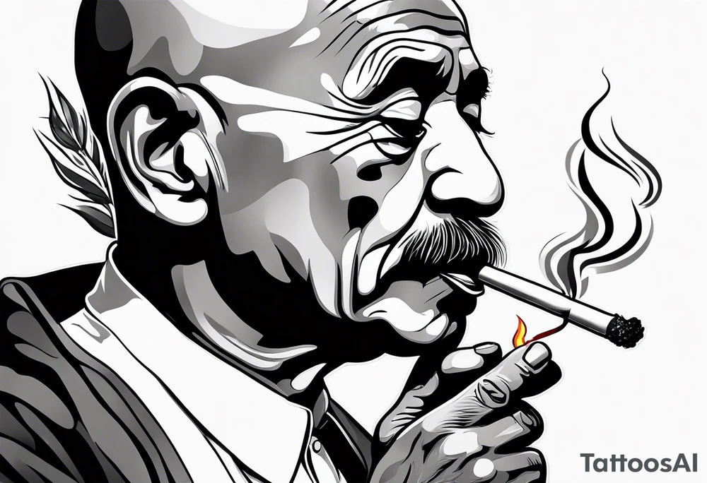 ghandi smoking cigarette tattoo idea