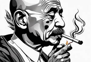 ghandi smoking cigarette tattoo idea
