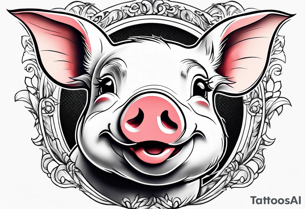 cute piglet tattoo idea