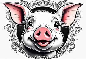 cute piglet tattoo idea
