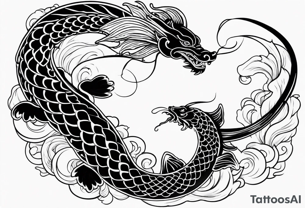 I want a dragon tattoo In gold and black for the story of koi fish tattoo tattoo idea