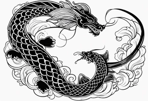 I want a dragon tattoo In gold and black for the story of koi fish tattoo tattoo idea