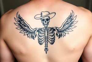 Skeleton Charro negro in American traditional style tattoo idea