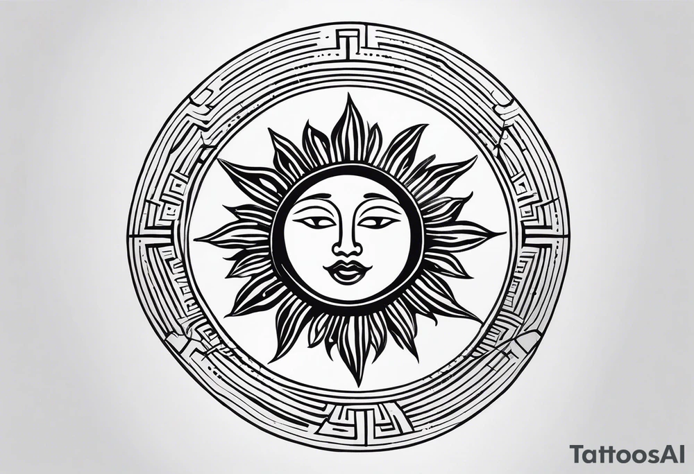 a mixture of minimalist/fine line/tribal/abstract
 tattoo design that is mainly minimalist with fine lines. unique Design of the sun that resembles a connection to the sun. It further resembles the sun's energy. Make it simple to draw and focus on the rays of sunshine
unique shape
simple design
mo tattoo idea
