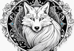 a sit kitsune with six eyes tattoo idea