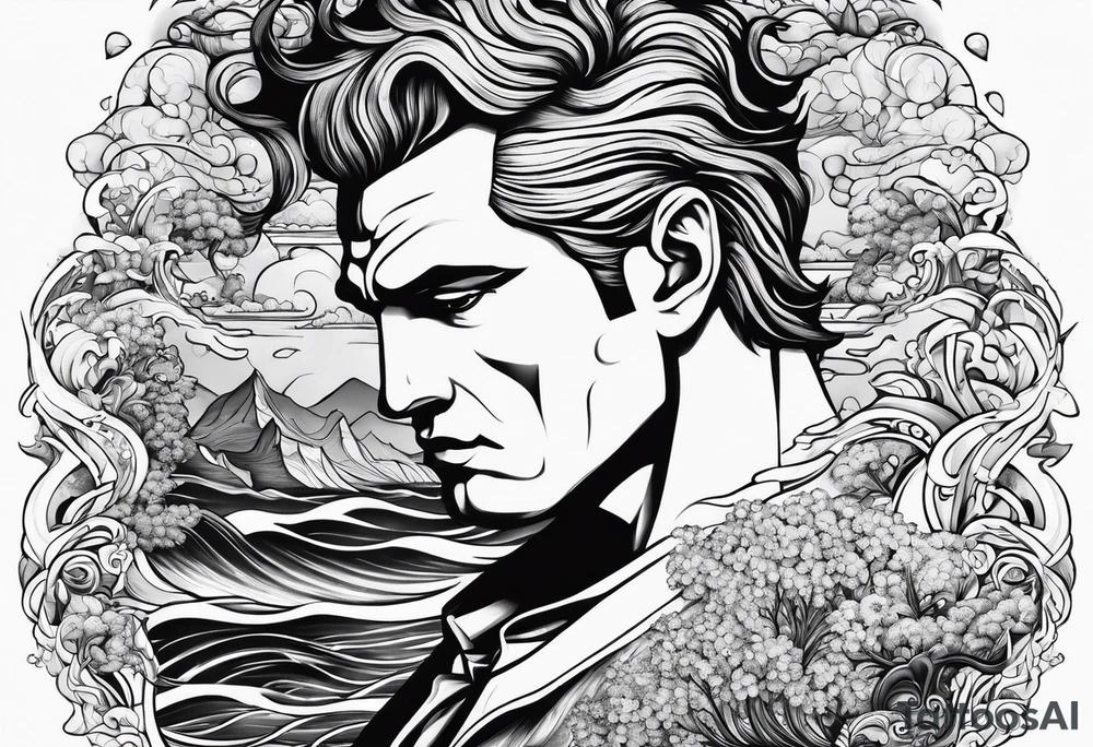 man with multiple voices in his head turning into a river tattoo idea man with multiple voices in his head turning into a river tattoo idea