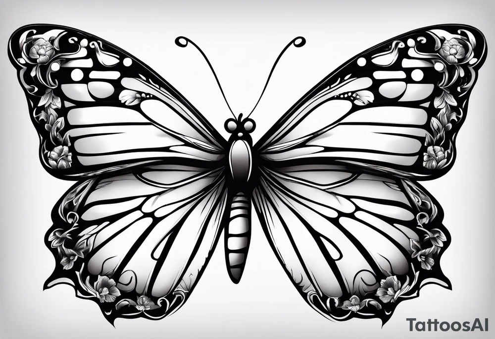 Butterfly with flower wings tattoo idea