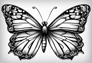 Butterfly with flower wings tattoo idea