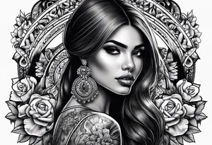 Chicano girl and skull tattoo idea