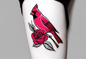 memorial forearm tattoo incorporating roses, a breast cancer ribbon and a cardinal into the tattoo tattoo idea