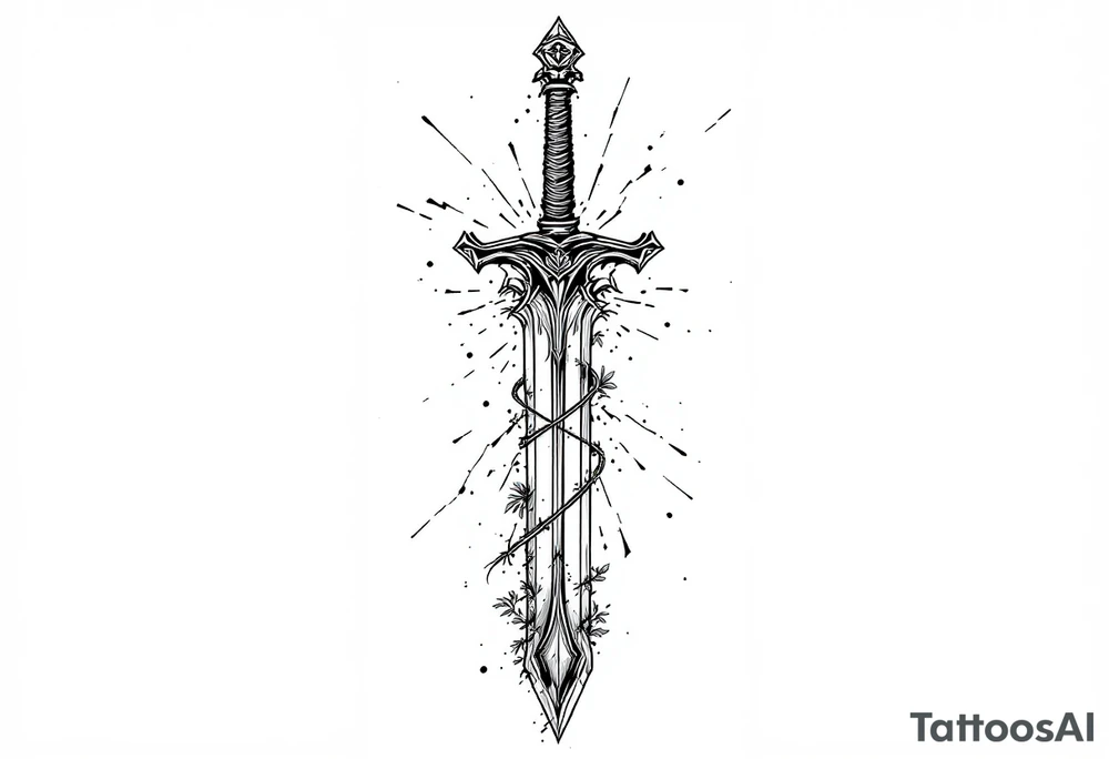 Relentless, sword, Christian, family, happiness tattoo idea