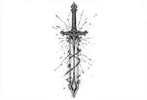 Relentless, sword, Christian, family, happiness tattoo idea