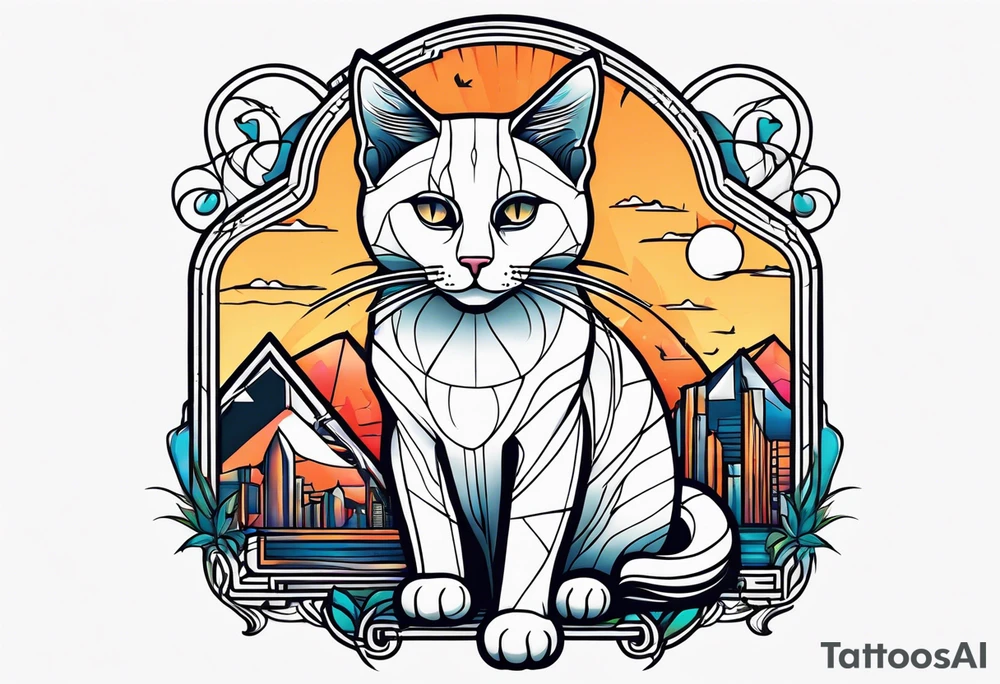 Cat with the words STRAY NATION underneath tattoo idea