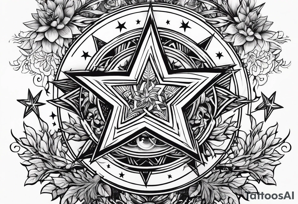 whimsical star and willow tattoo idea