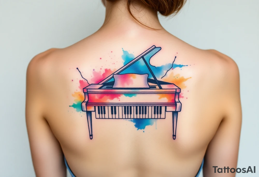 Colorful piano tattoo idea