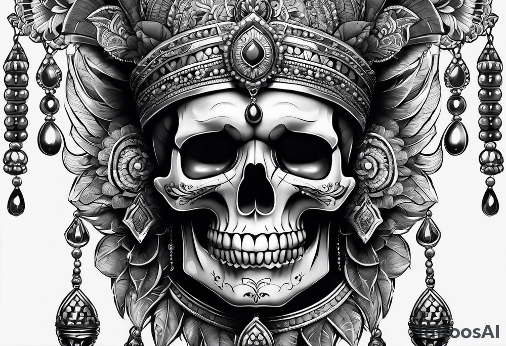 an Indian with a skull instead of a face so that he could be seen whole tattoo idea