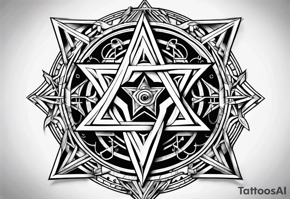Pentagram geometric tattoo idea