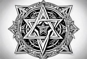 Pentagram geometric tattoo idea