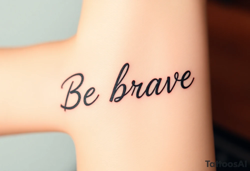 Be brave" written in Dauntless-inspired typography, with battle scars scratched into the letters tattoo idea