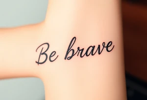 Be brave" written in Dauntless-inspired typography, with battle scars scratched into the letters tattoo idea