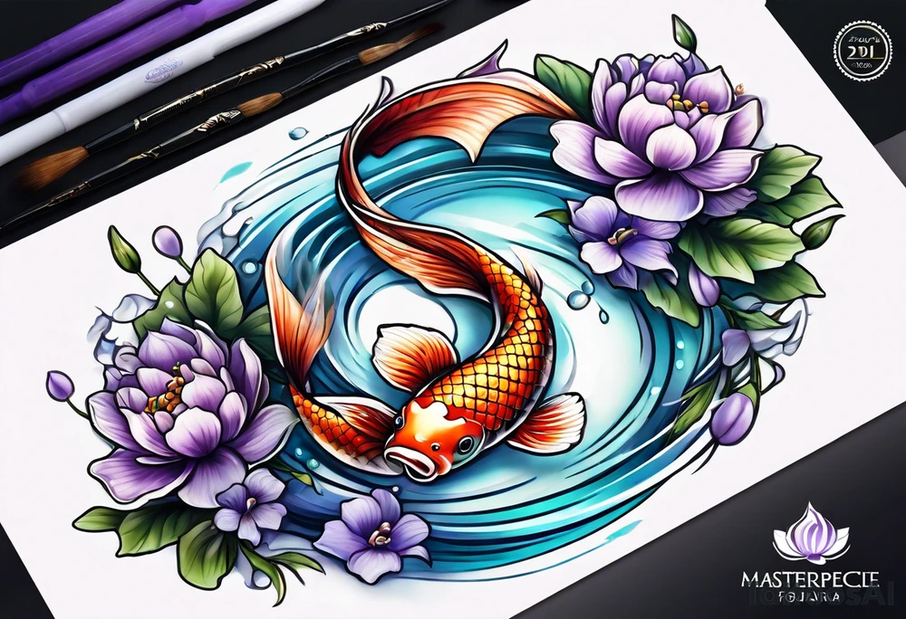 Lavender koi tattoo idea