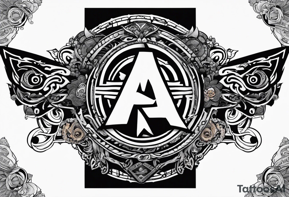 A naruto headband with the letters AR in the middle tattoo idea