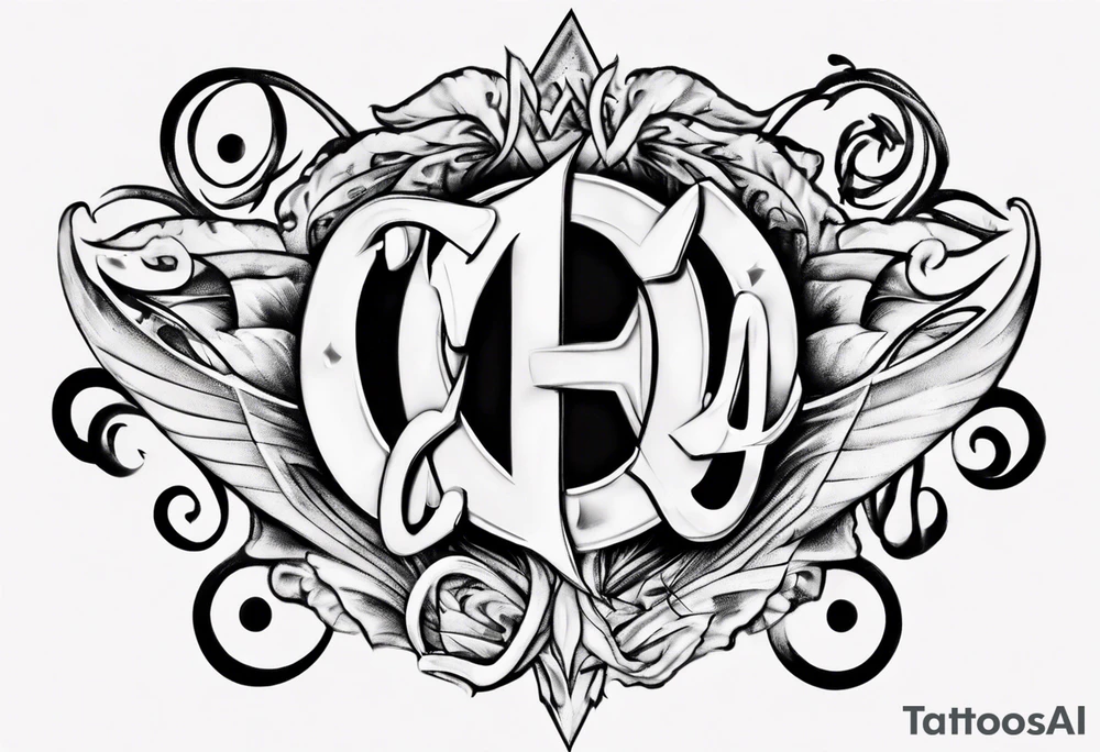 Anagram with letters CA and E tattoo idea