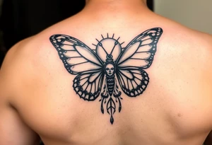 Butterfly, moon and sun, number 12, tattoo idea