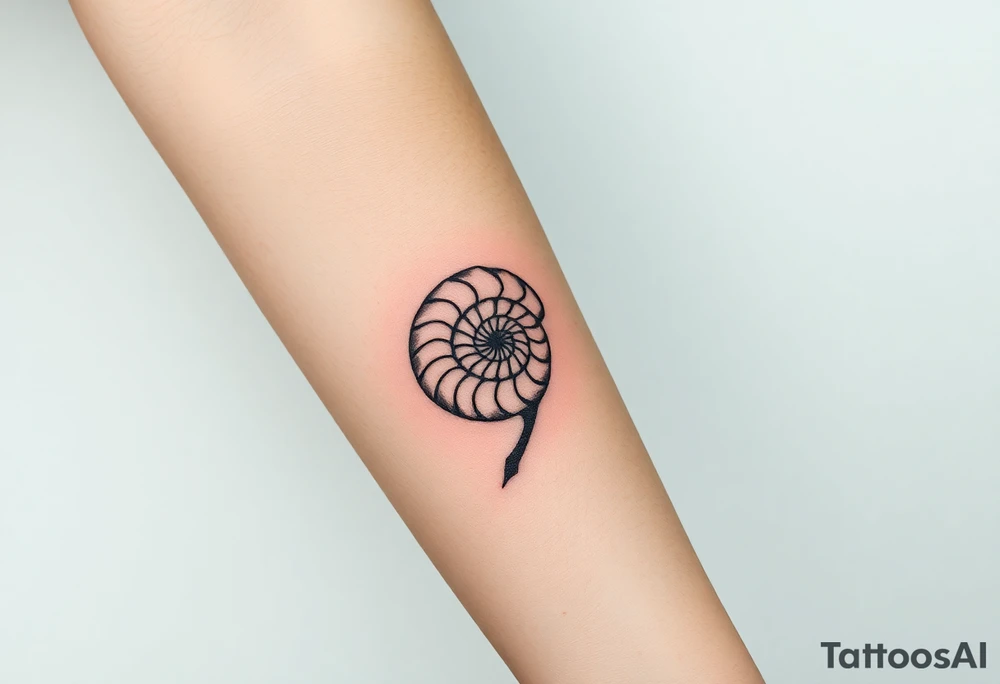 Fibonacci spiral shell inside of tree tattoo idea