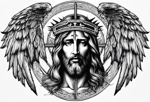 christianity cross jesus with wings around it tattoo idea