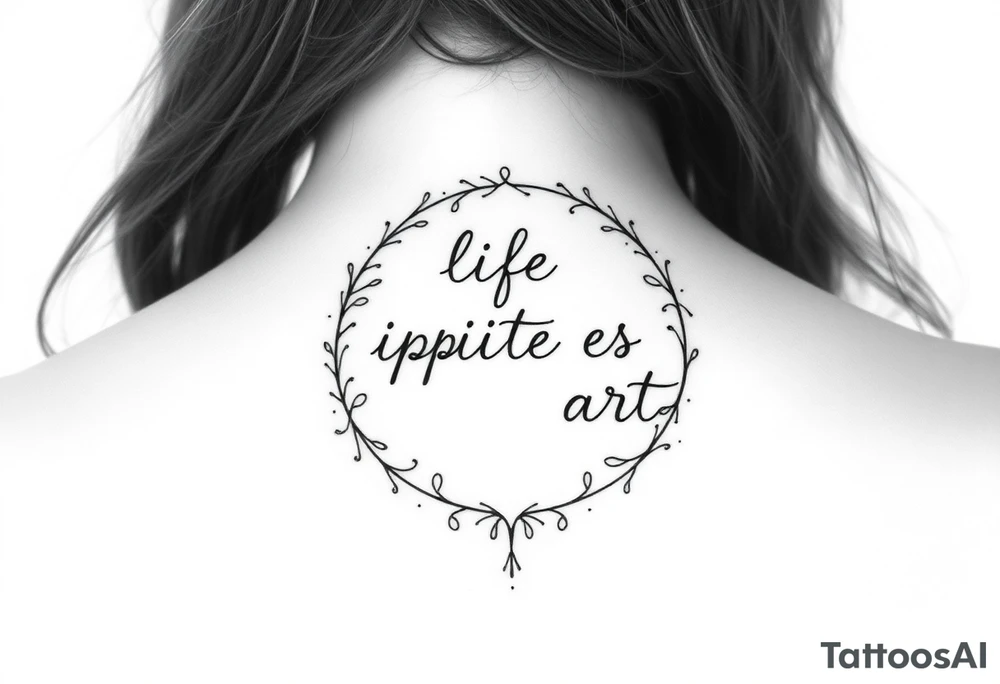 the words "life imitates art" in a circle tattoo idea