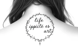 the words "life imitates art" in a circle tattoo idea