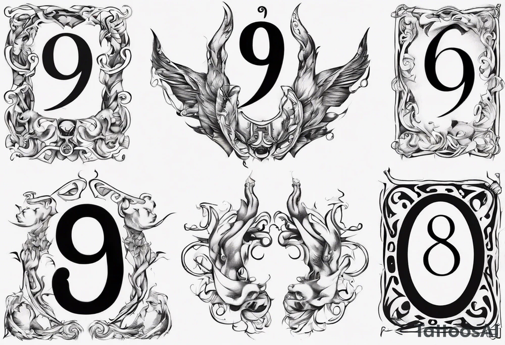 number 9 upside down and right side up connected. 9:16 aspect ratio. tattoo idea number 9 upside down and right side up connected. 9:16 aspect ratio. tattoo idea
