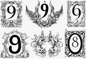 number 9 upside down and right side up connected. 9:16 aspect ratio. tattoo idea