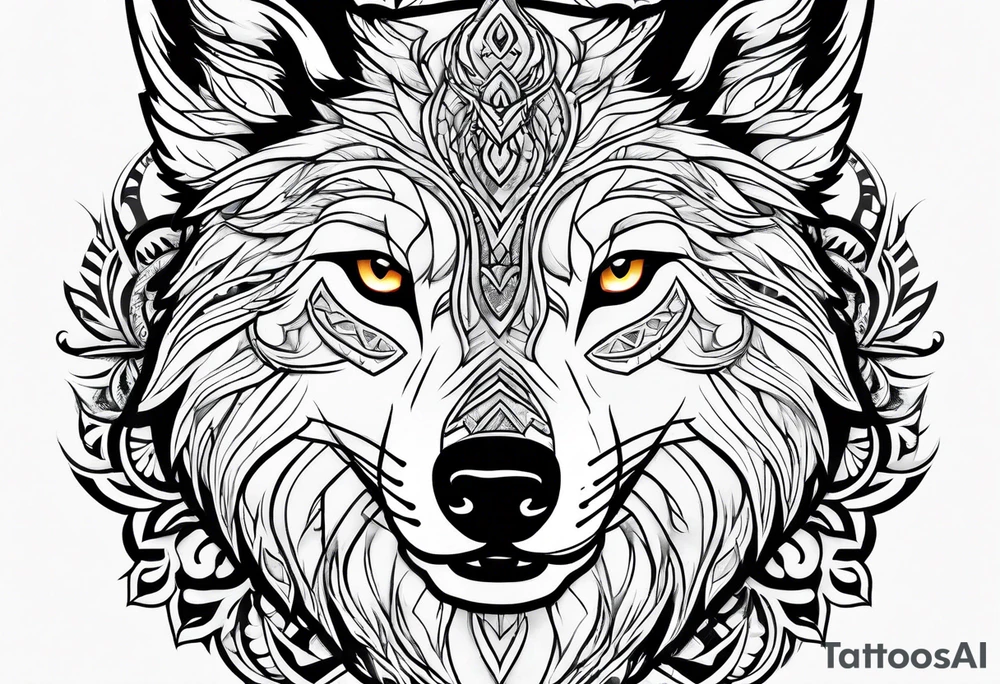 Fierce wolf side view tattoo idea