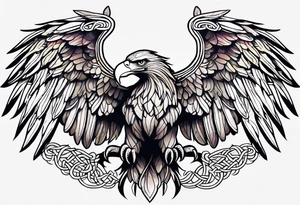 Simple celtic Eagle with wings spread upwards linework tattoo idea