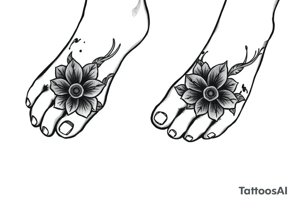 Feet prints in concrete tattoo idea