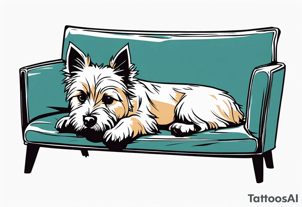 small cairn terrier laying on couch tattoo idea