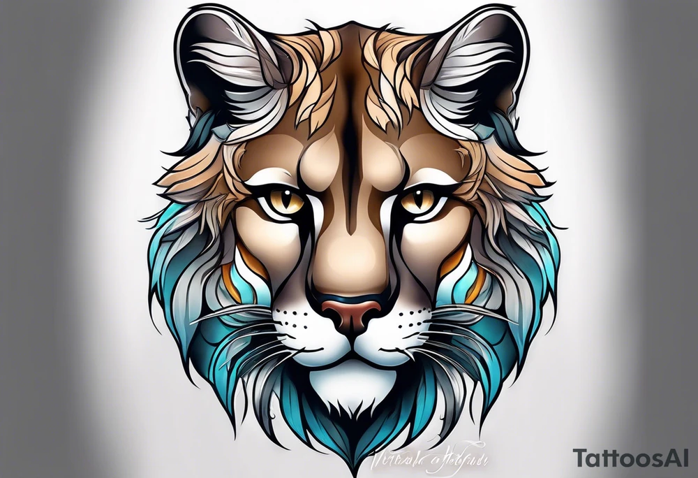 mountain lion head tattoo idea