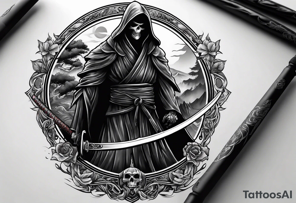 Katana and grim reaper tattoo idea