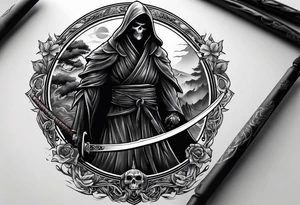 Katana and grim reaper tattoo idea