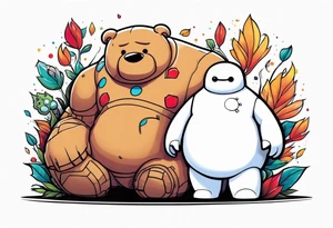 baymax beside groot tattoo idea