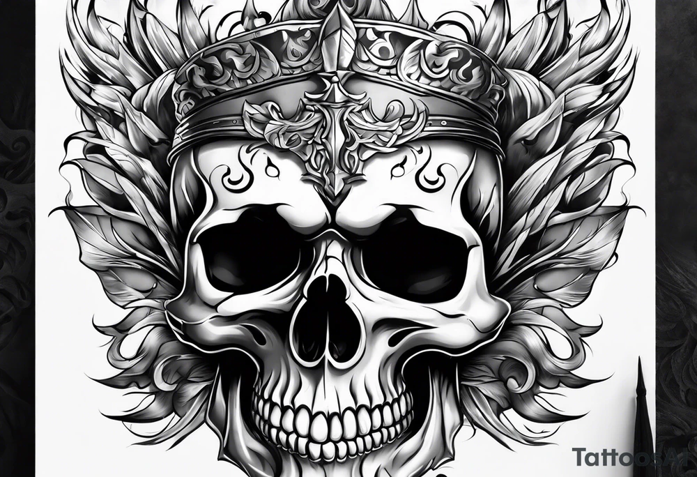 Skull flames tattoo idea