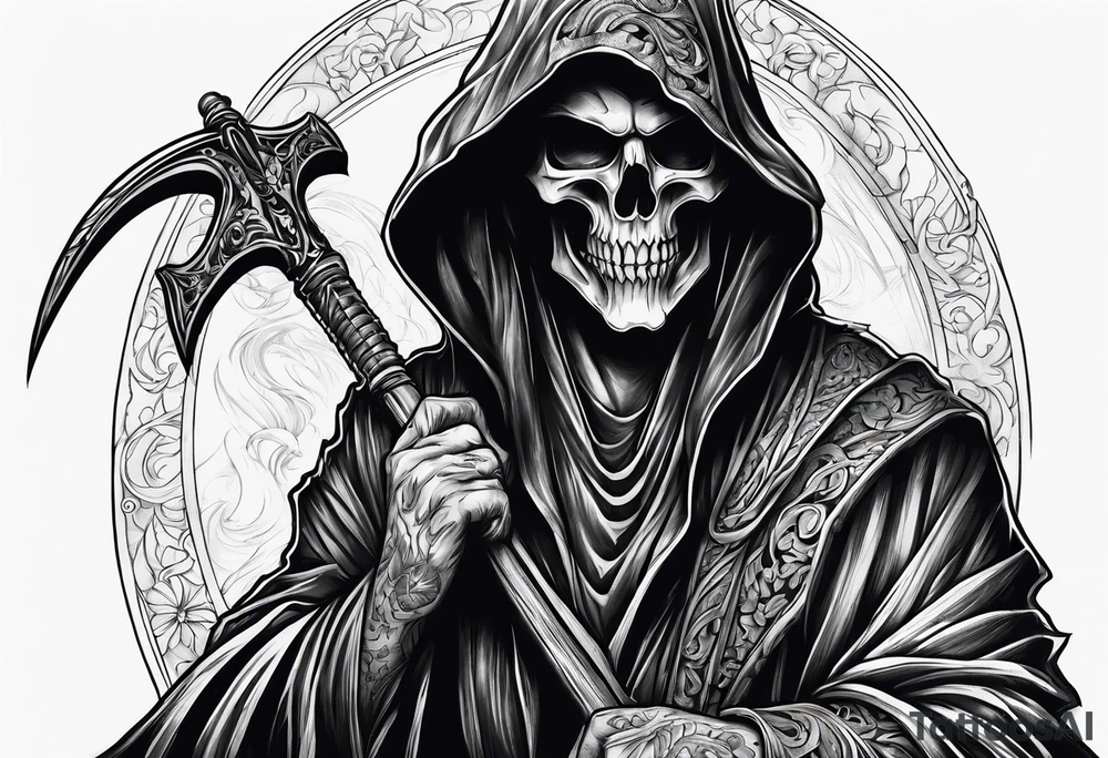 Sexy male grim reaper tattoo idea