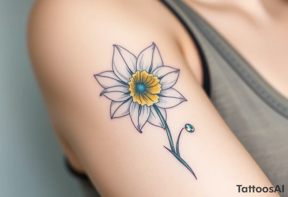 daffodil and the jonquil aquamarine stone tattoo idea