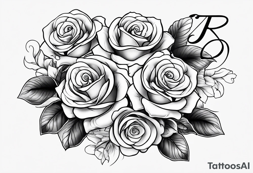 Name tattoo with Julius written on it  with roses in a cursive font tattoo idea