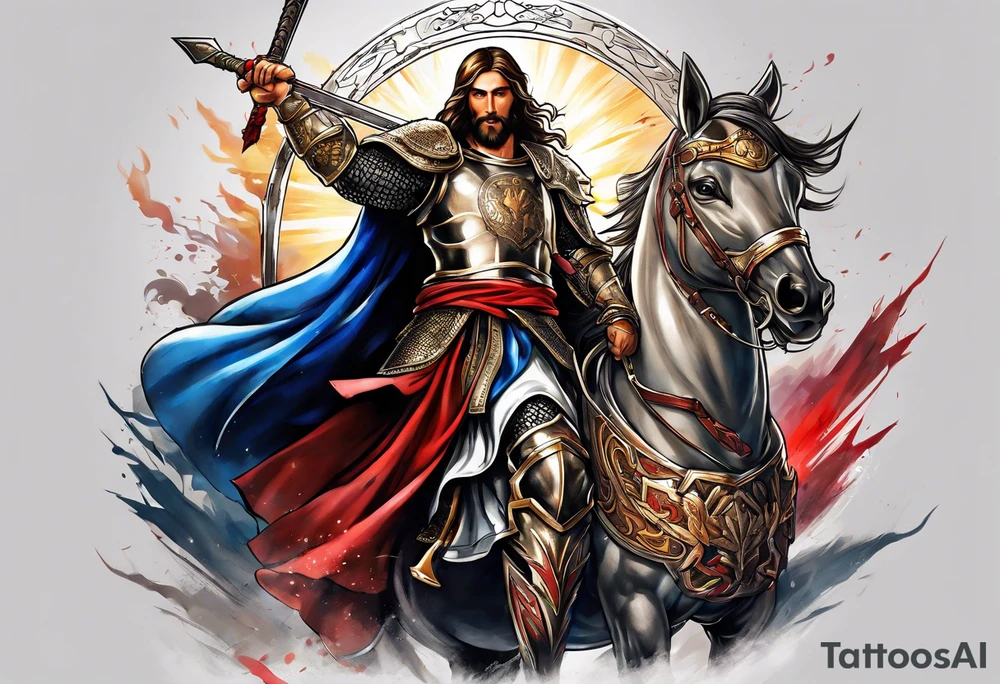 The armor of Jesus Christ fights off evil tattoo idea